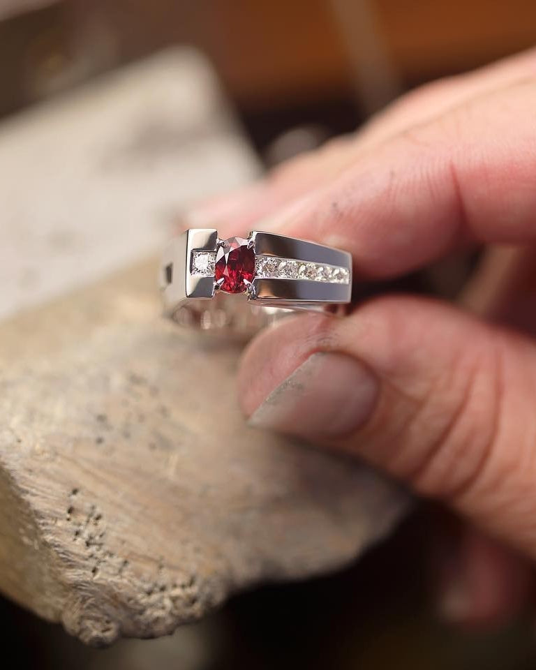 Diamond & Ruby platinum Men's Jewellery - PG-BI-103 - image 3