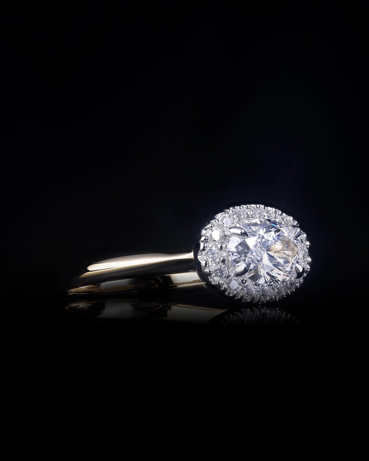 1ct colourless Oval diamond cluster engagement ring - PG-BI-111 - image 2