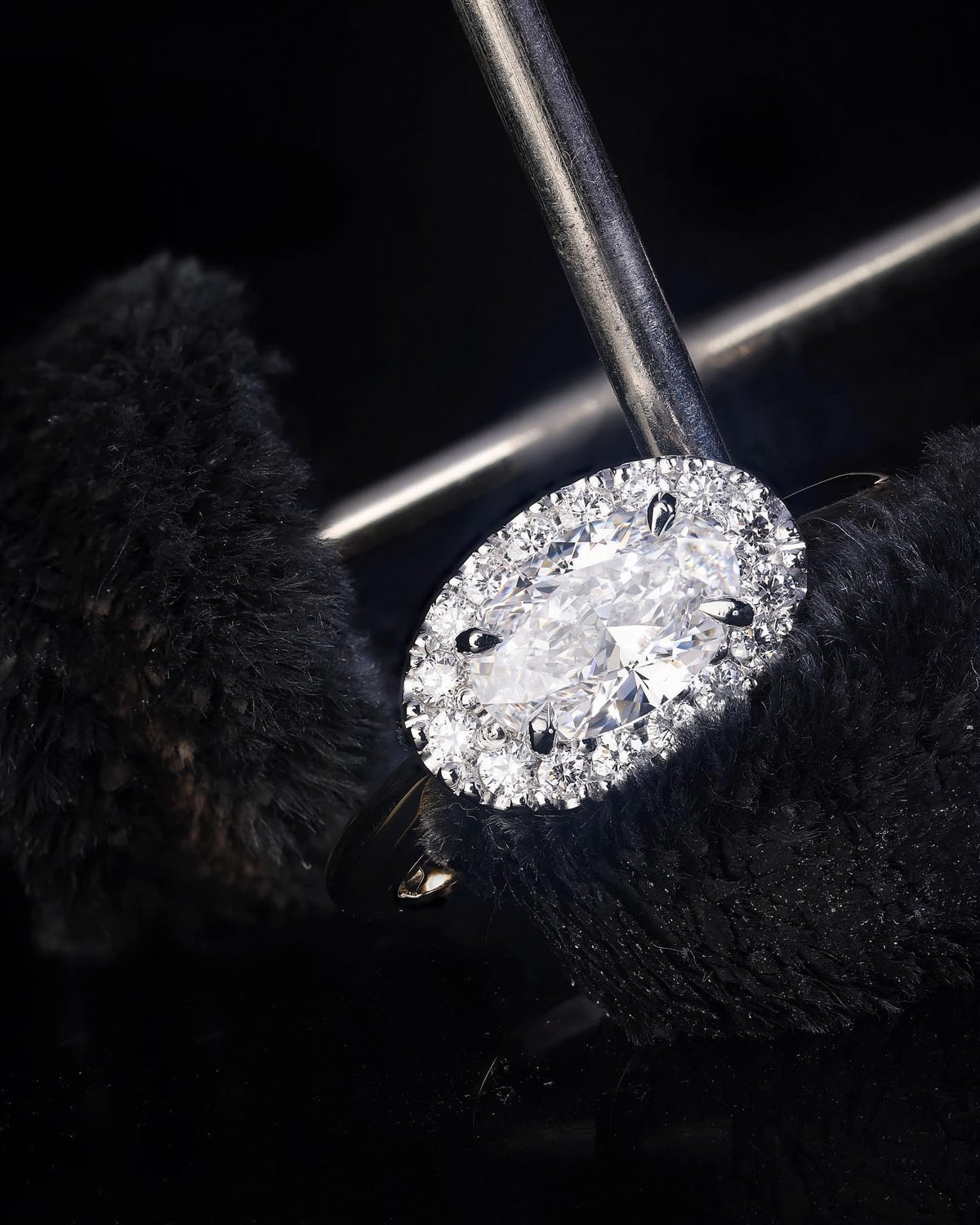 1ct colourless Oval diamond cluster engagement ring - PG-BI-111 - image 3