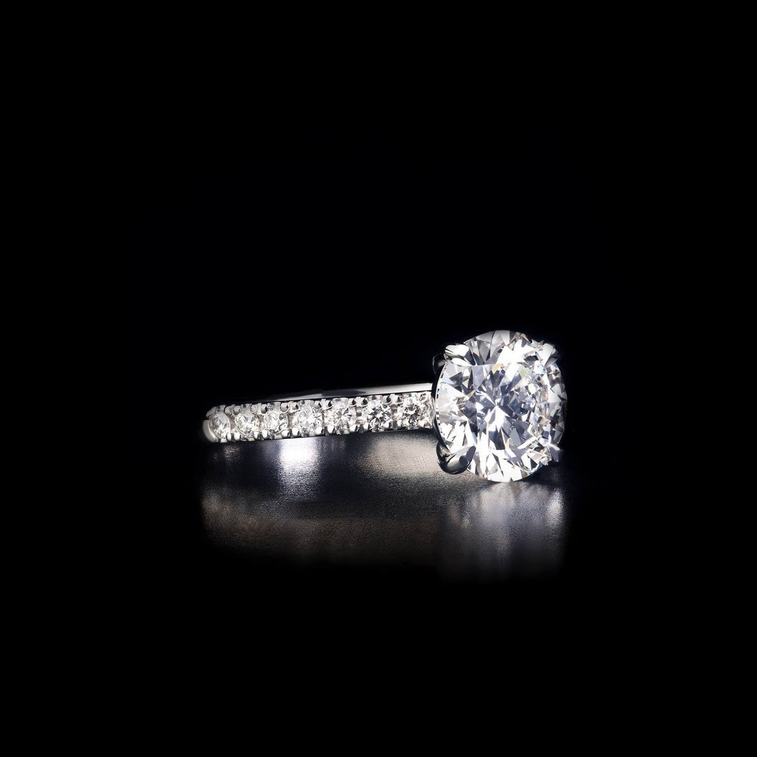 1.5ct round brilliant cut diamond with diamond set shoulders Engagement Ring - PG-BI-117 - image 1