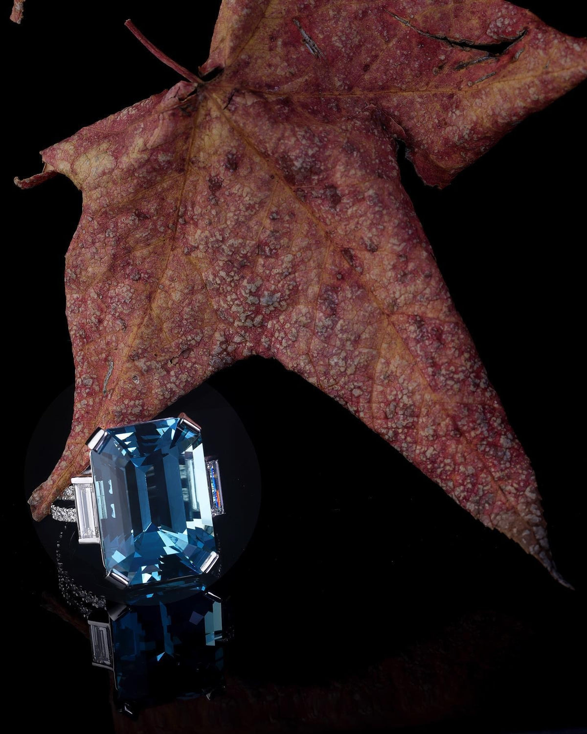 16ct Aquamarine and diamond ring handcrafted in platinum by Matthew - PG-BI-122 - image 2