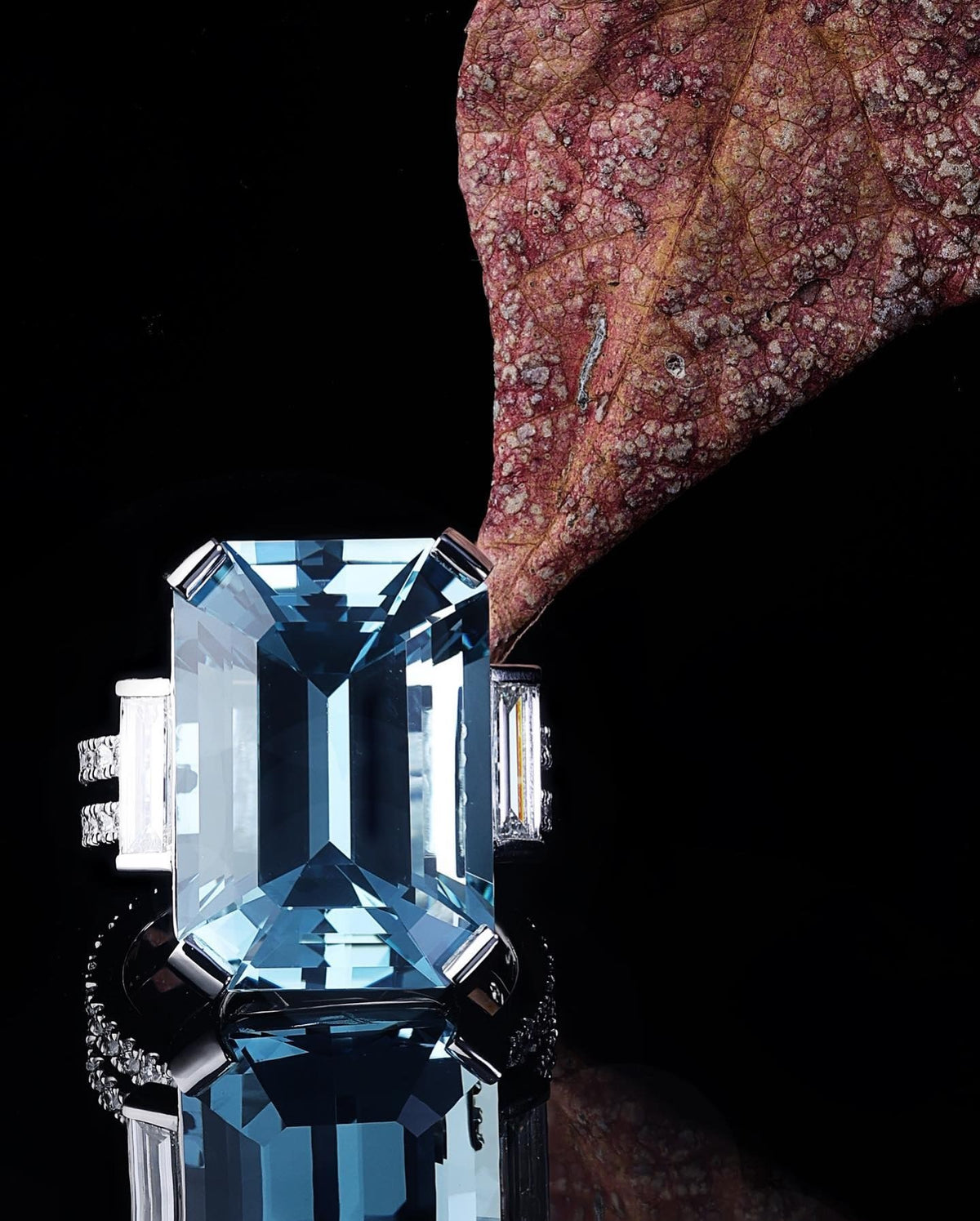 16ct Aquamarine and diamond ring handcrafted in platinum by Matthew - PG-BI-122 - image 3