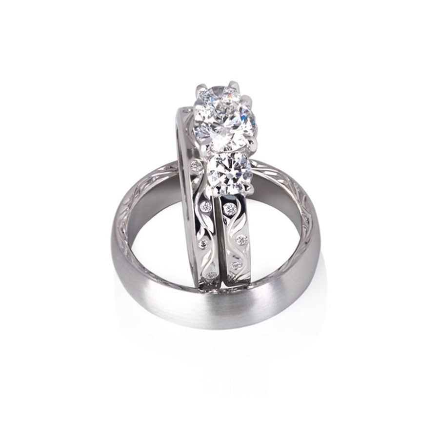 Platinum Diamond Wedding Set and Engagement Ring - PG-BI-123 - image 3