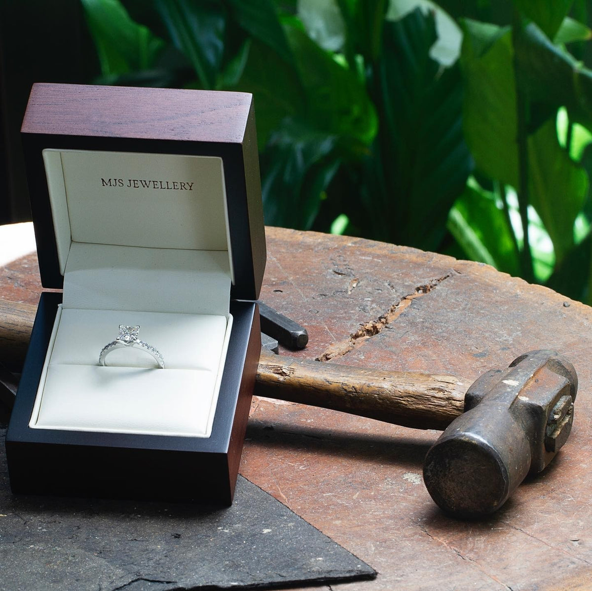 1ct E colour princess cut diamond engagement ring handcrafted in platinum by Matthew - PG-BI-130 - image 2