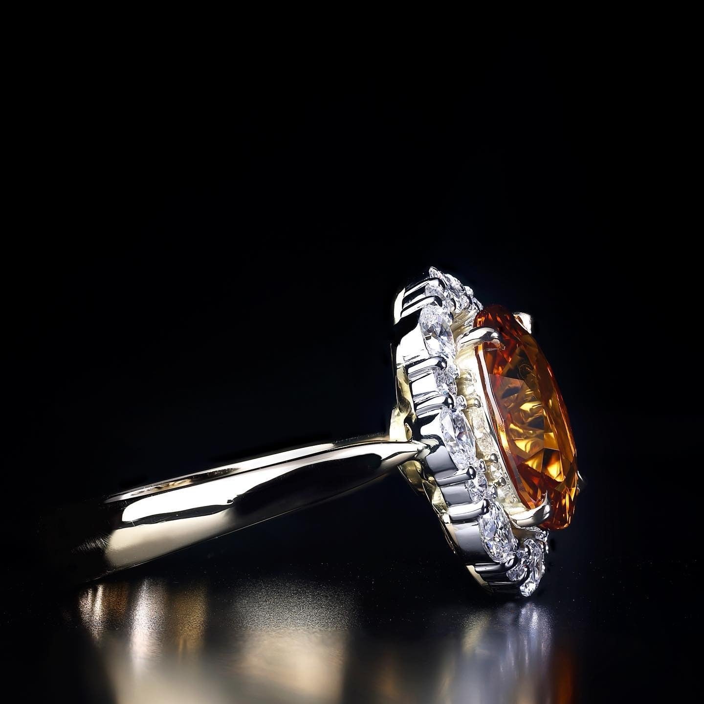 6.26ct no heat Golden Yellow Sapphire and Diamond ring handcrafted in studio by Matthew - PG-BI-132 - image 1