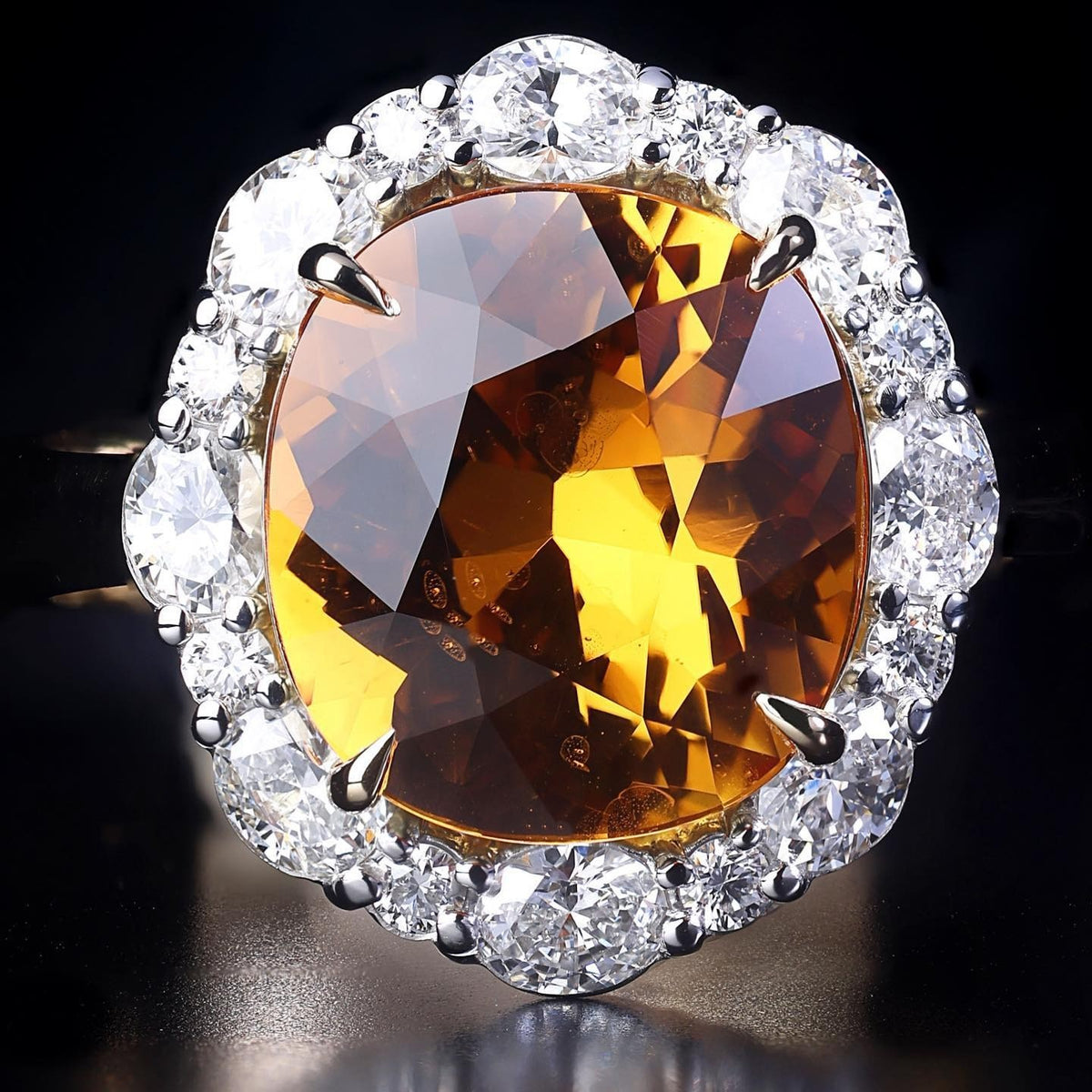 6.26ct no heat Golden Yellow Sapphire and Diamond ring handcrafted in studio by Matthew - PG-BI-132 - image 3