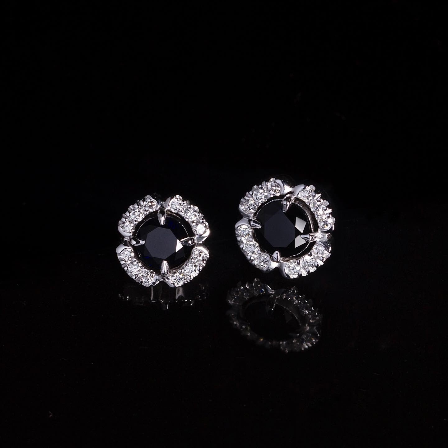 18ct white gold with a floating diamond halo surround Earrings - PG-BI-153 - image 1