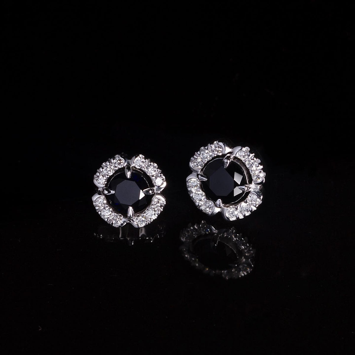 18ct white gold with a floating diamond halo surround Earrings - PG-BI-153 - image 3