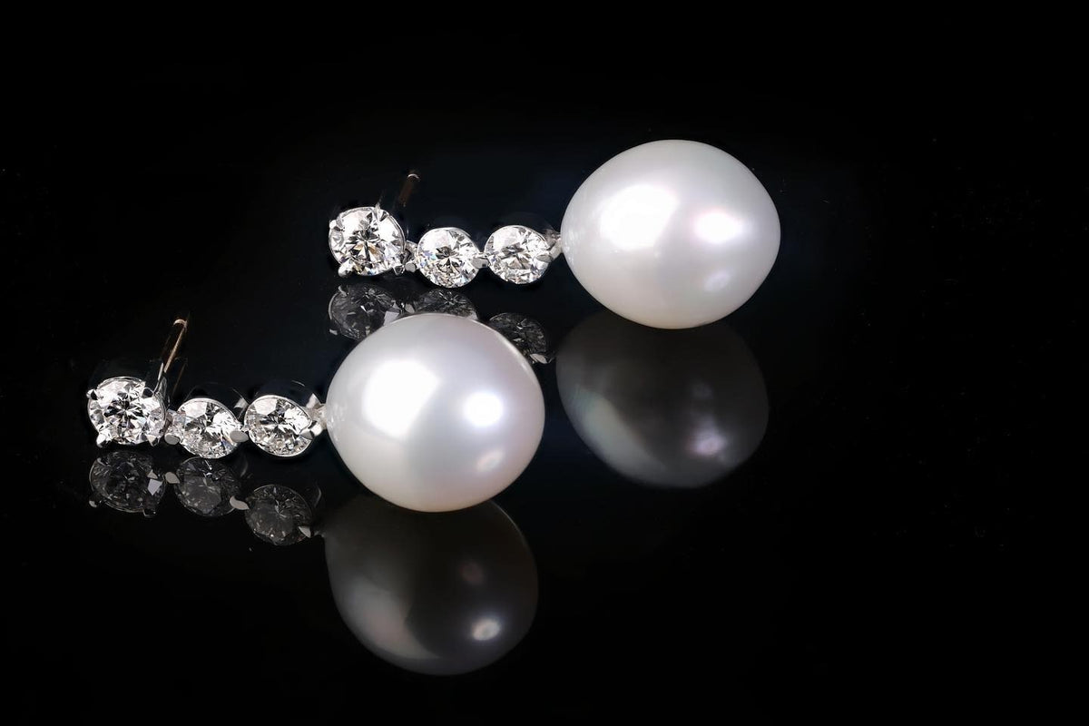 Australian South Sea pearl and diamond Earrings - PG-BI-155 - image 2