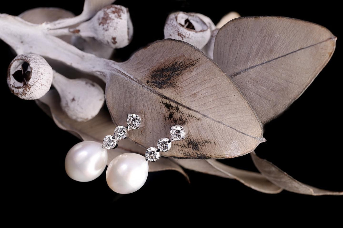 Australian South Sea pearl and diamond Earrings - PG-BI-155 - image 3