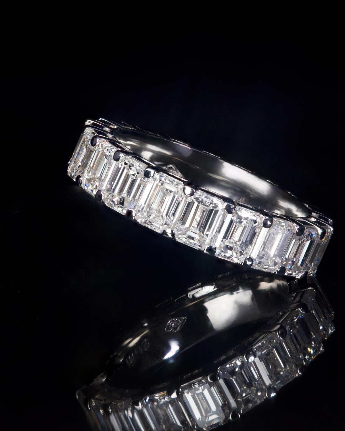 5ct of fine Emerald cut diamonds set all the way round Engagement Ring - PG-BI-159 - image 3