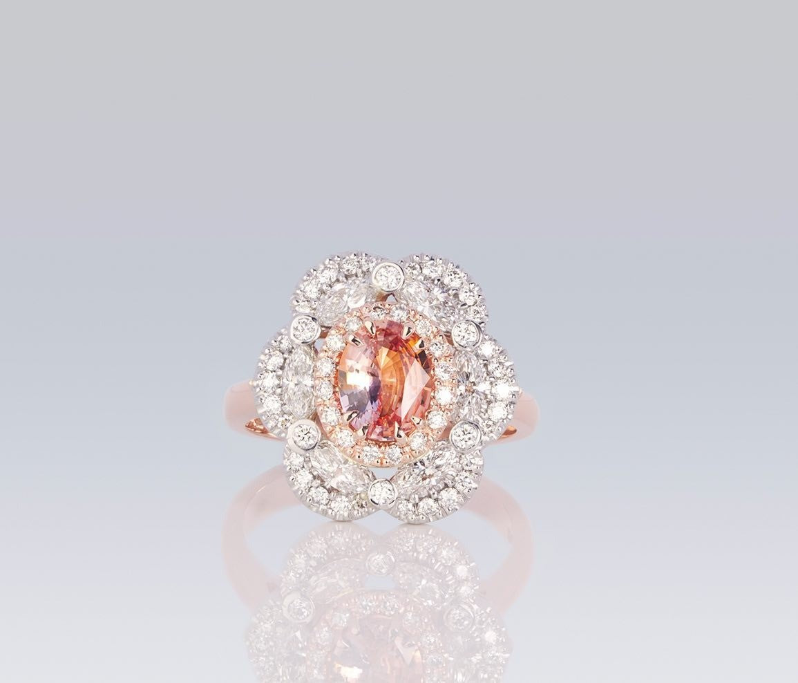 18ct rose gold featuring marquise and round brilliant cut diamonds Engagement Ring - PG-BI-166 - image 2