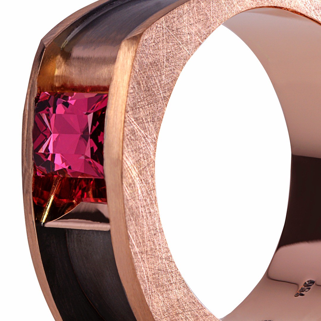 18ct Rose gold featuring a vivid pink spinel and black rhodium finish - PG-BI-171 - image 2