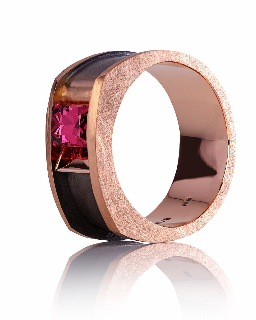 18ct Rose gold featuring a vivid pink spinel and black rhodium finish - PG-BI-171 - image 3