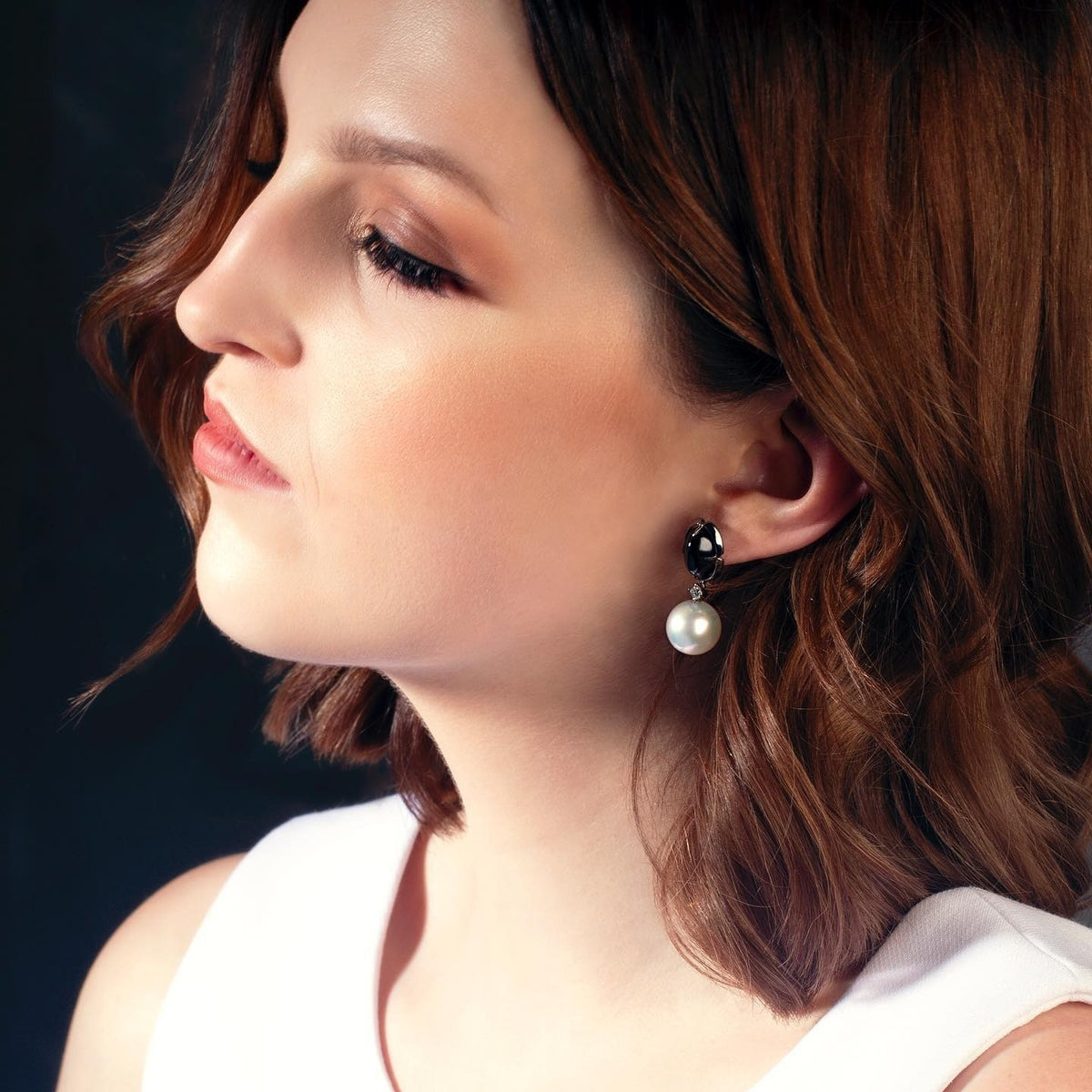 Diamond, Pearl & Spinel Earrings - PG-BI-195 - image 2