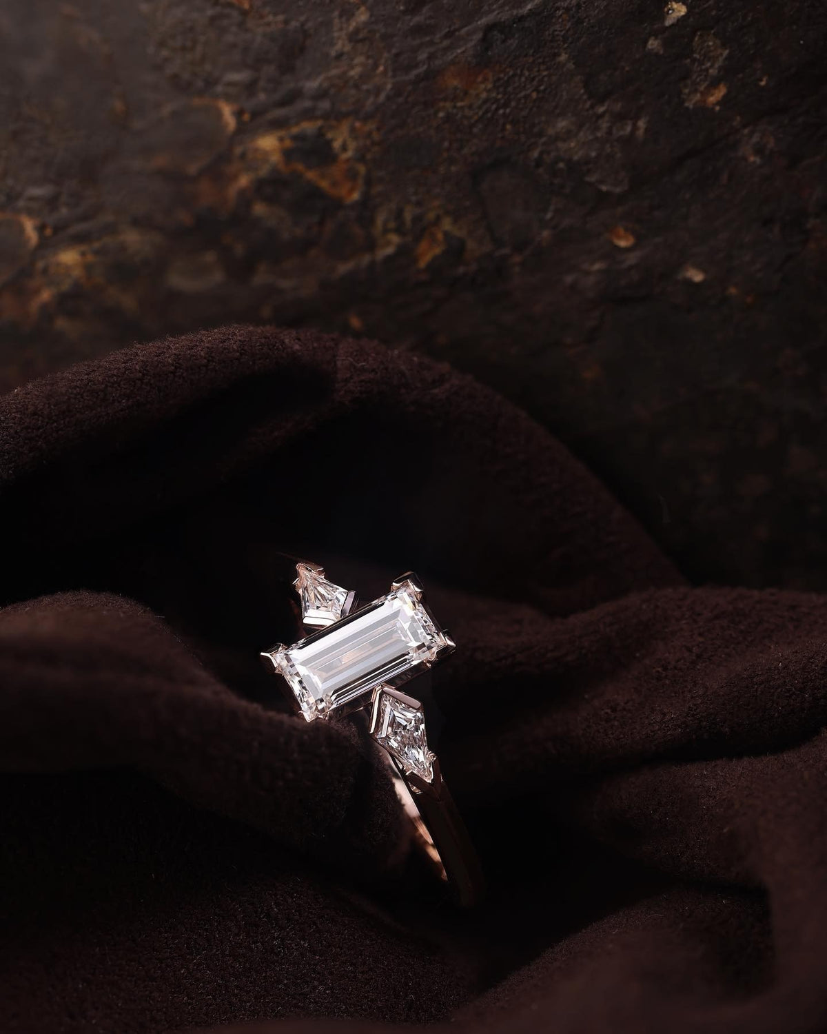 1ct baguette and kite diamond trilogy engagement ring - PG-BI-210 - image 1