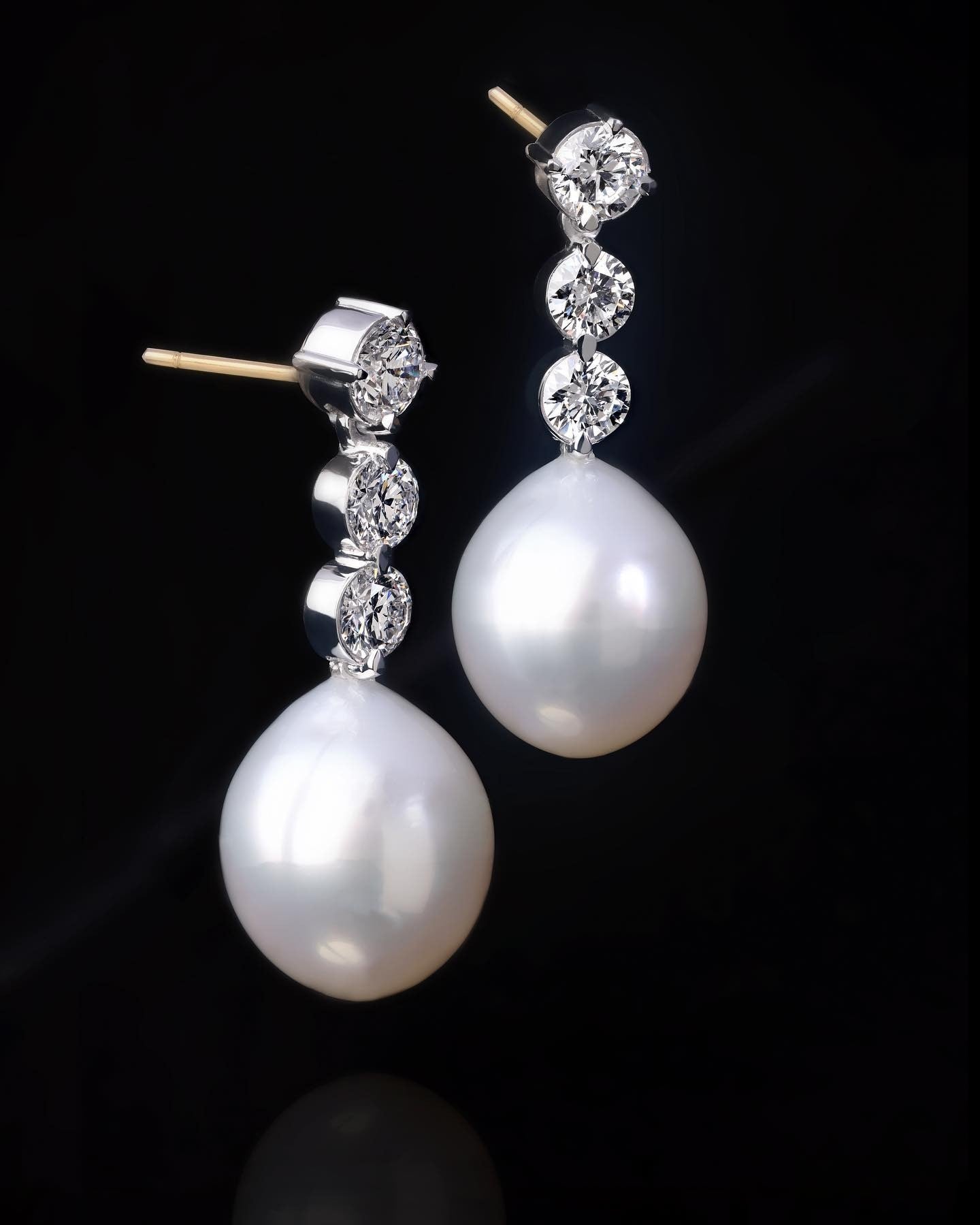 Australian South Sea pearl and diamond Earrings - PG-BI-235 - image 2