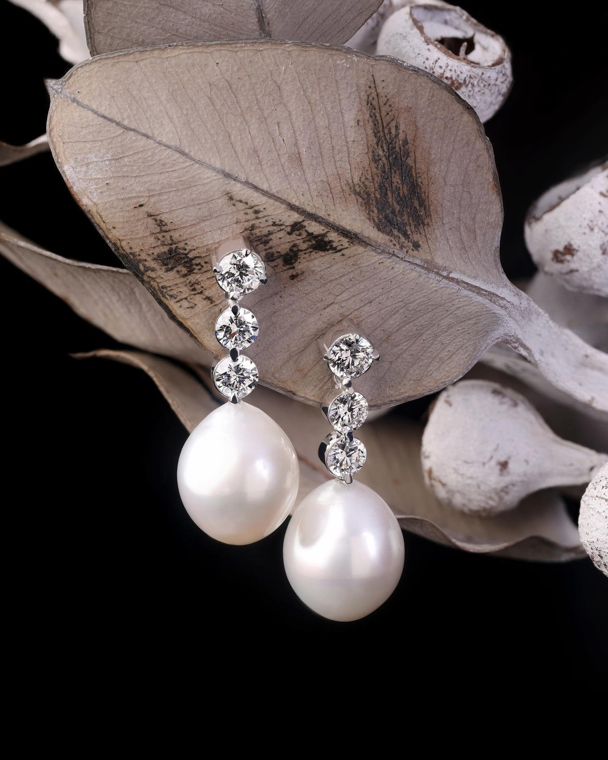 Australian South Sea pearl and diamond Earrings - PG-BI-235 - image 3