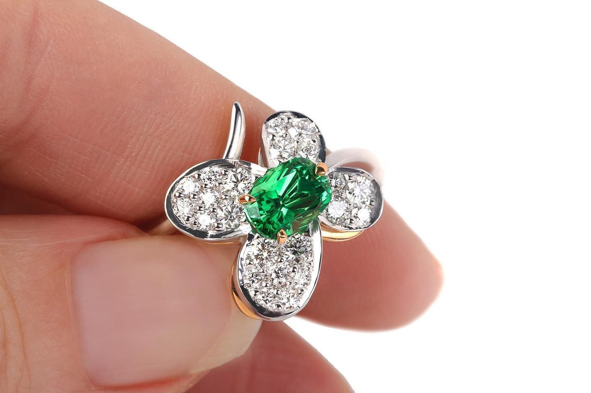 Tsavorite and diamond butterfly ring - PG-BI-247 - image 2
