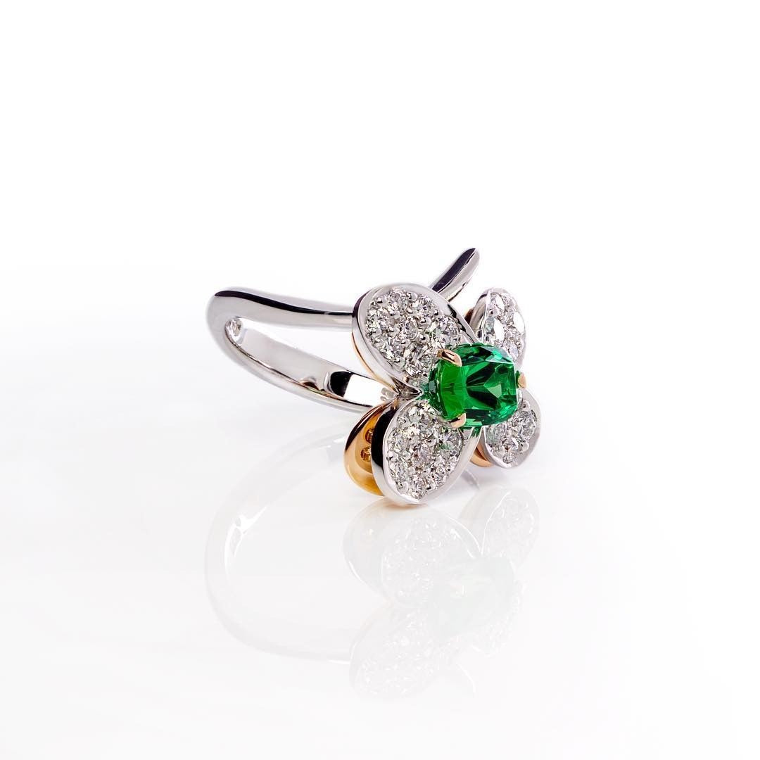 Tsavorite and diamond butterfly ring - PG-BI-247 - image 4