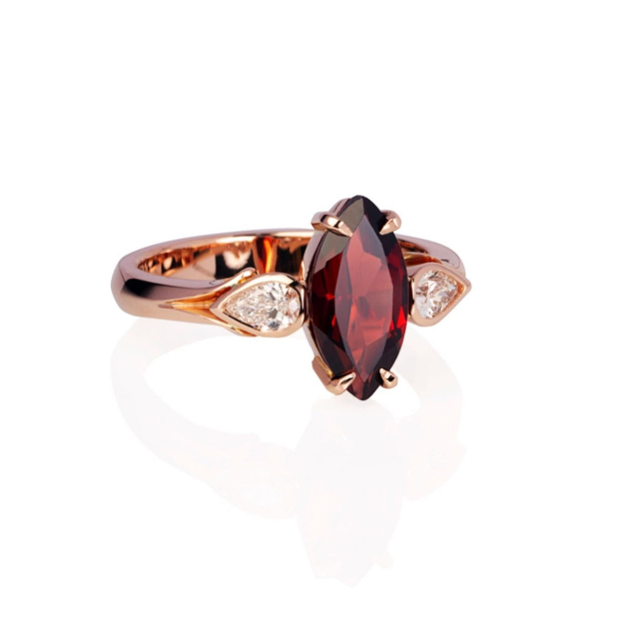 Marquise cut garnet and pear cut diamond dress ring, - PG-BI-249 - image 3