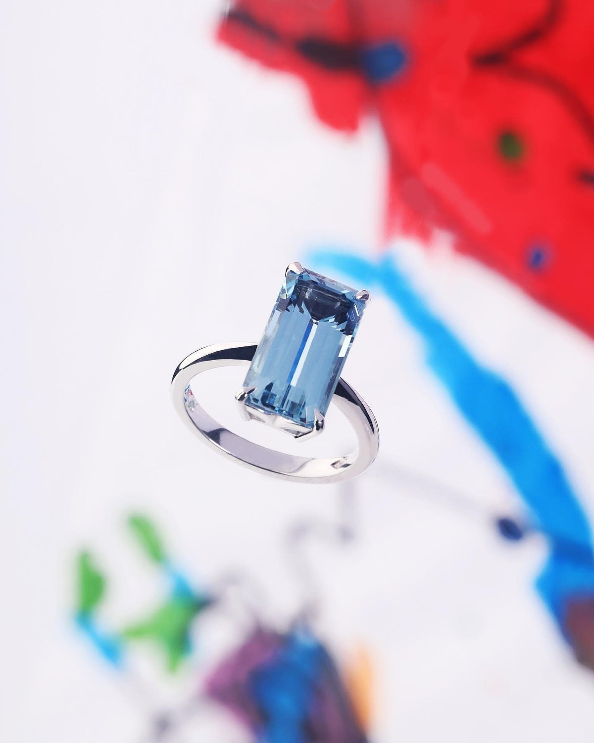 5ct emerald cut Aquamarine ring - PG-BI-250 - image 1