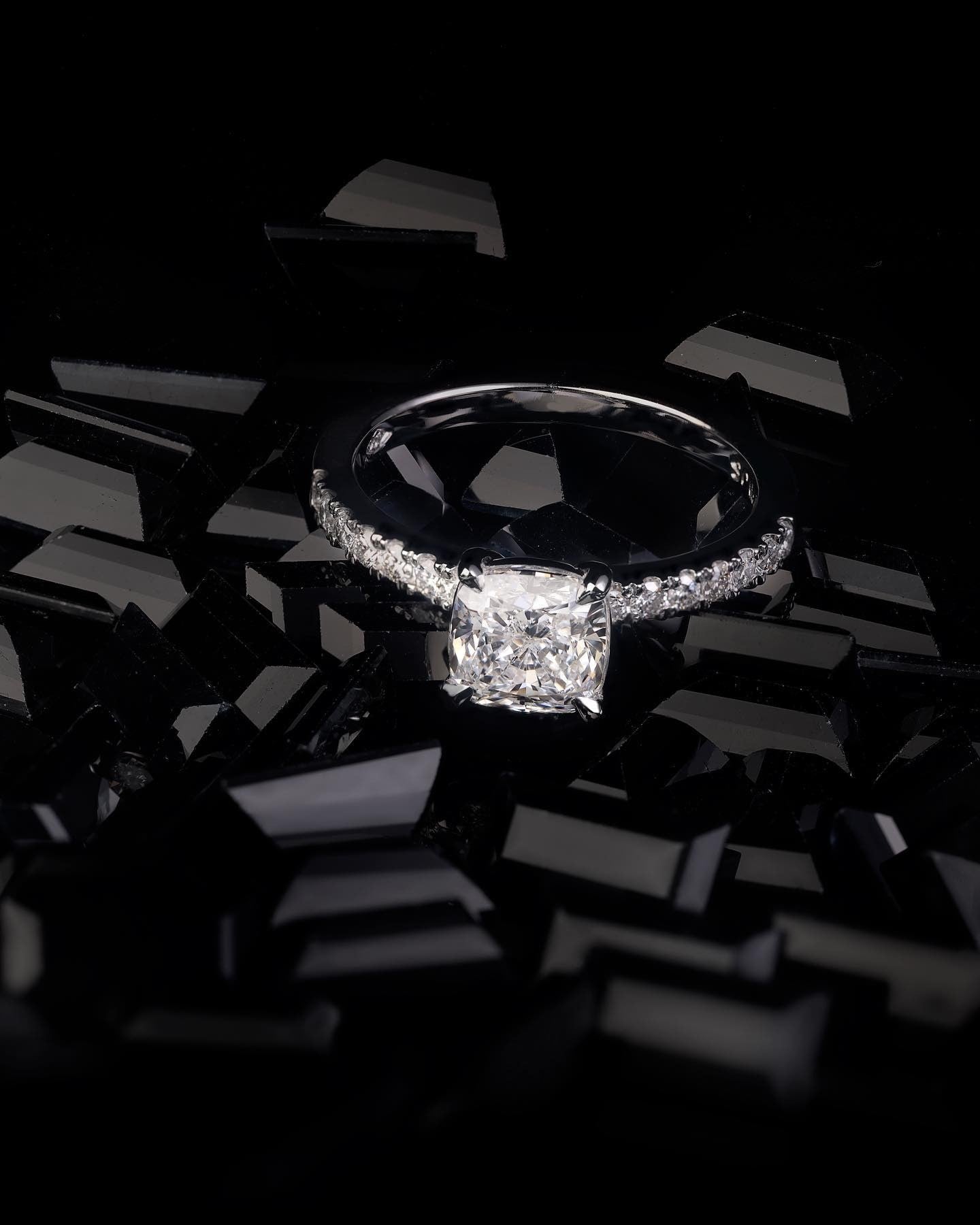 1.2ct Cushion cut diamond engagement ring meticulously designed and handcrafted in platinum by Matthew - PG-BI-253 - image 1
