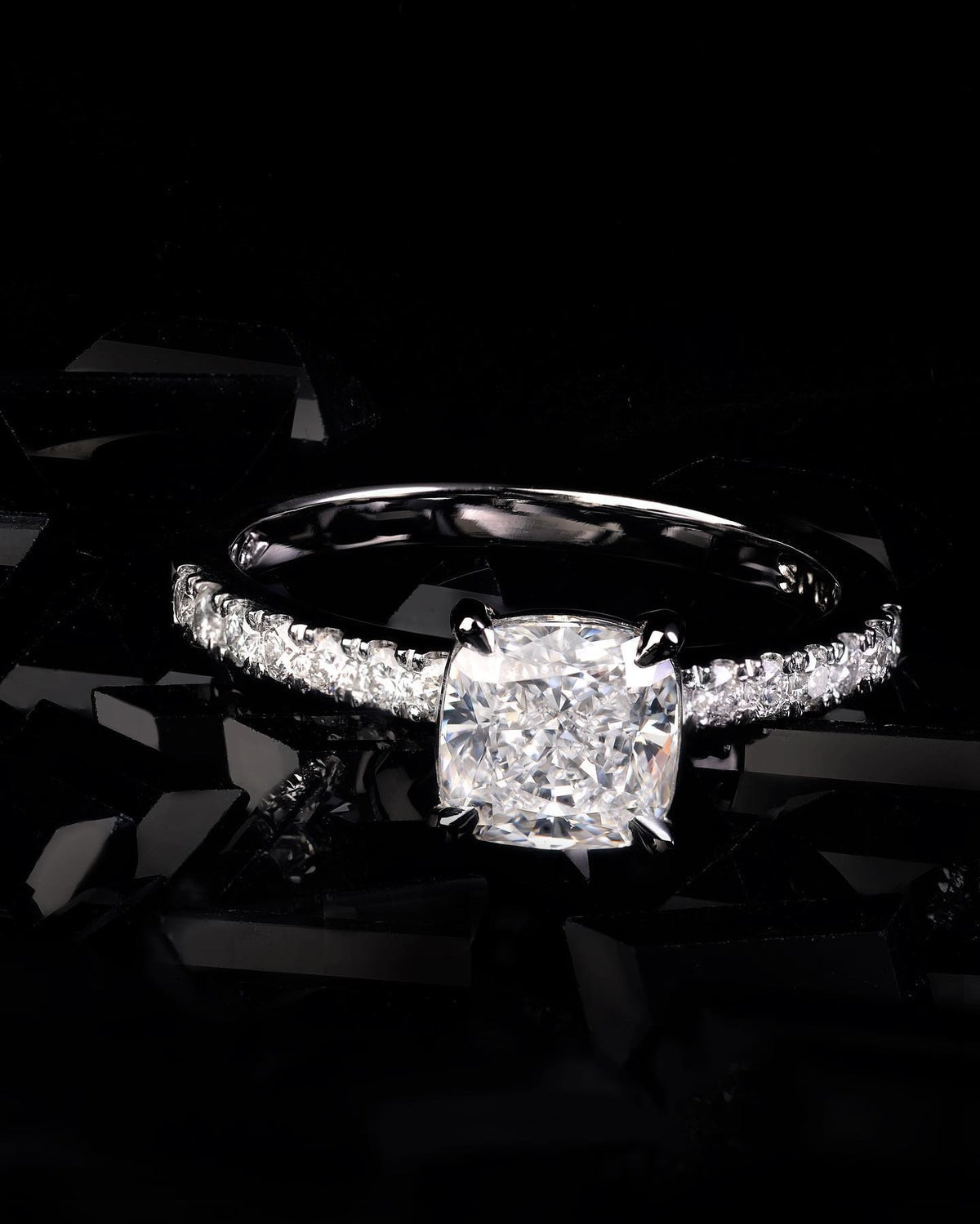 1.2ct Cushion cut diamond engagement ring meticulously designed and handcrafted in platinum by Matthew - PG-BI-253 - image 2