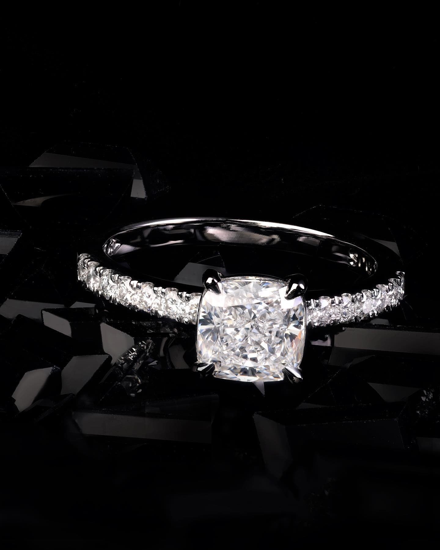 1.2ct Cushion cut diamond engagement ring meticulously designed and handcrafted in platinum by Matthew - PG-BI-253 - image 1