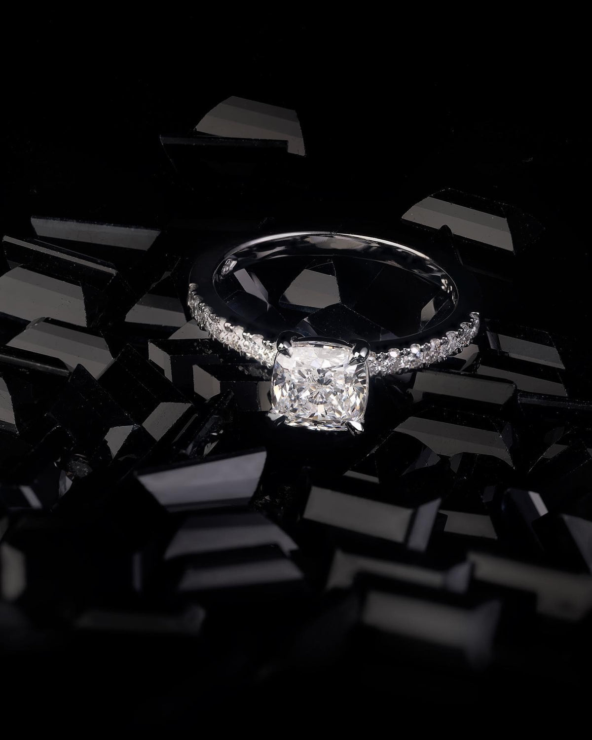 1.2ct Cushion cut diamond engagement ring meticulously designed and handcrafted in platinum by Matthew - PG-BI-253 - image 3