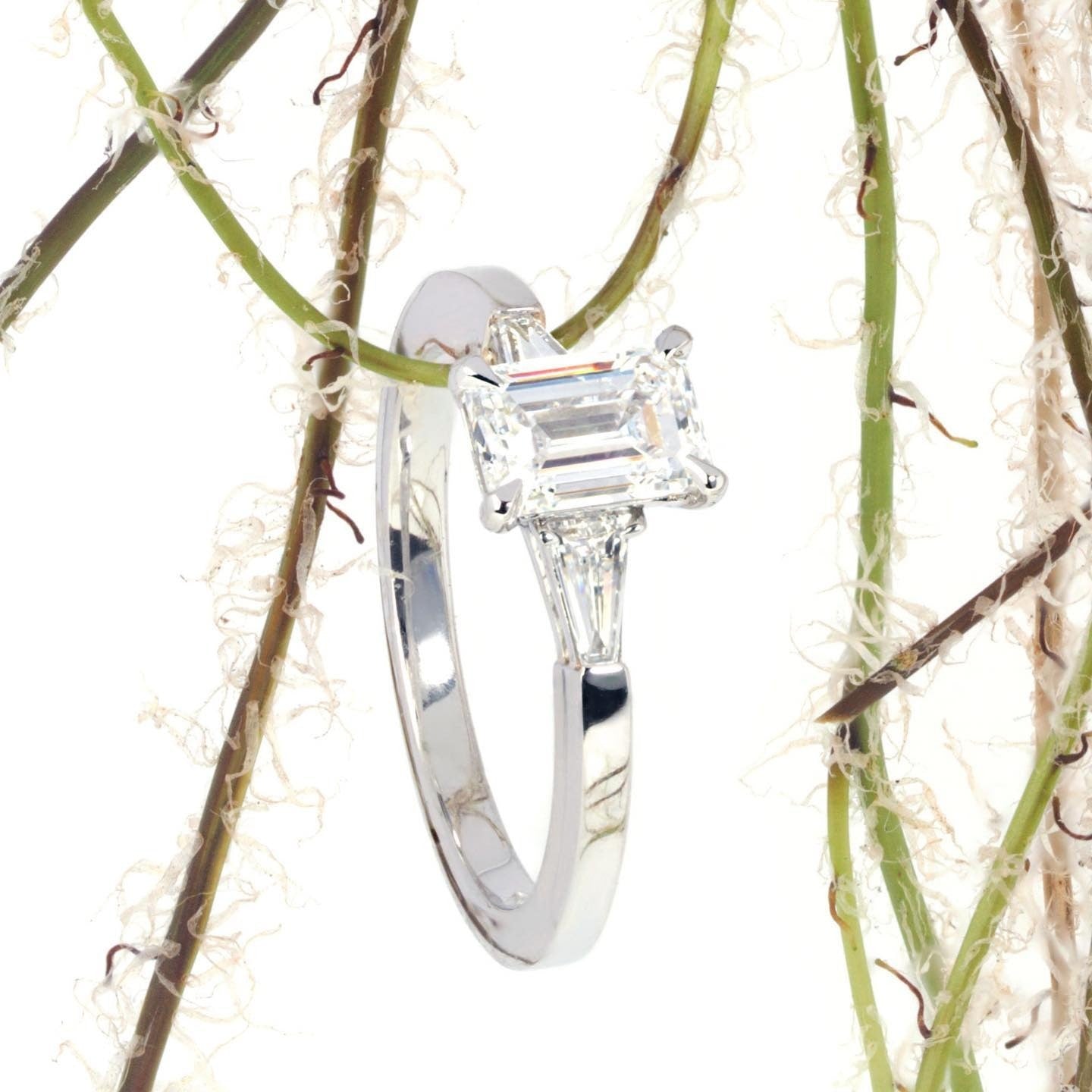 Emerald platinum Engagement Ring - PG-BI-277 - image 1