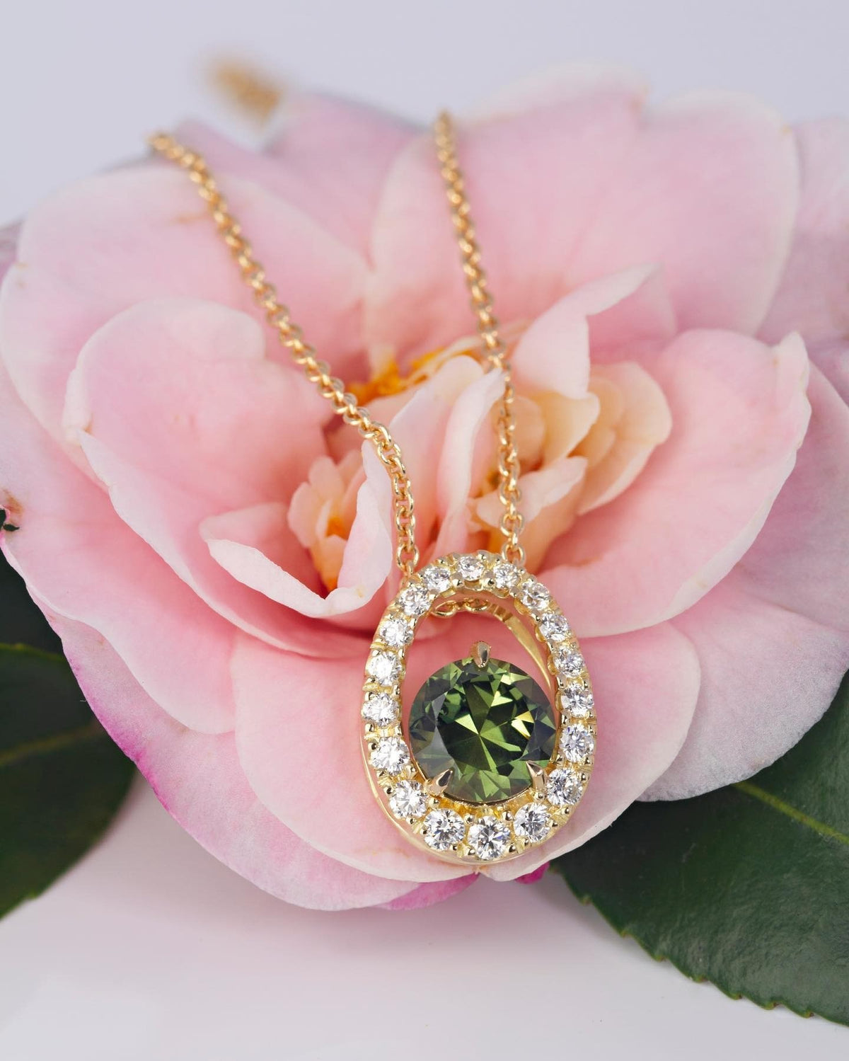 Australian green sapphire and diamond Pendant - PG-BI-327 - image 2