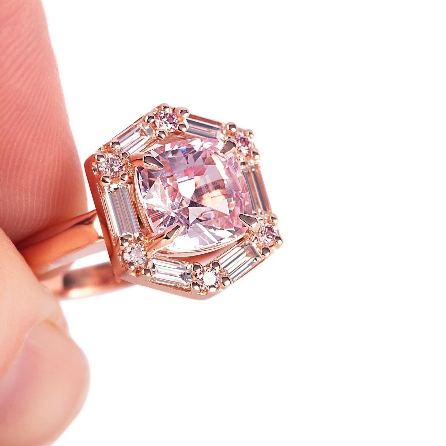 argyle diamonds and baguette diamond Engagement Ring - PG-BI-462 - image 1