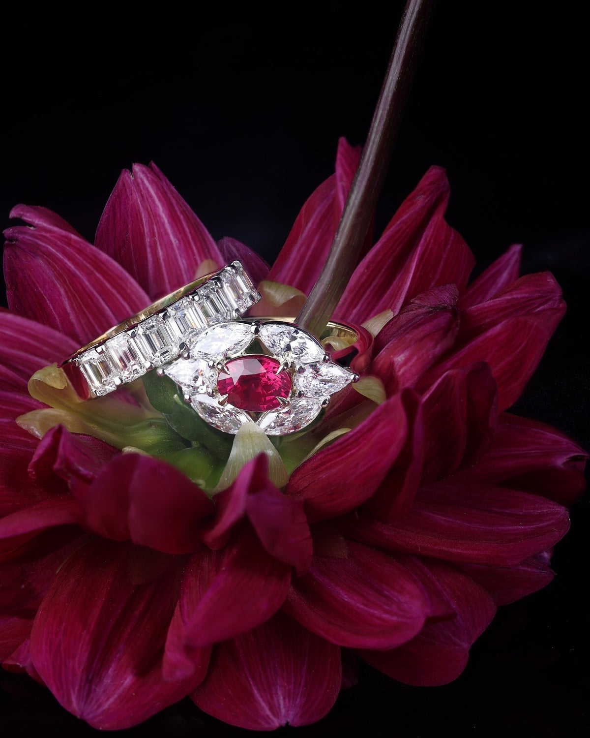 Diamond & Emerald Engagement Ring - PG-BI-359 - image 1