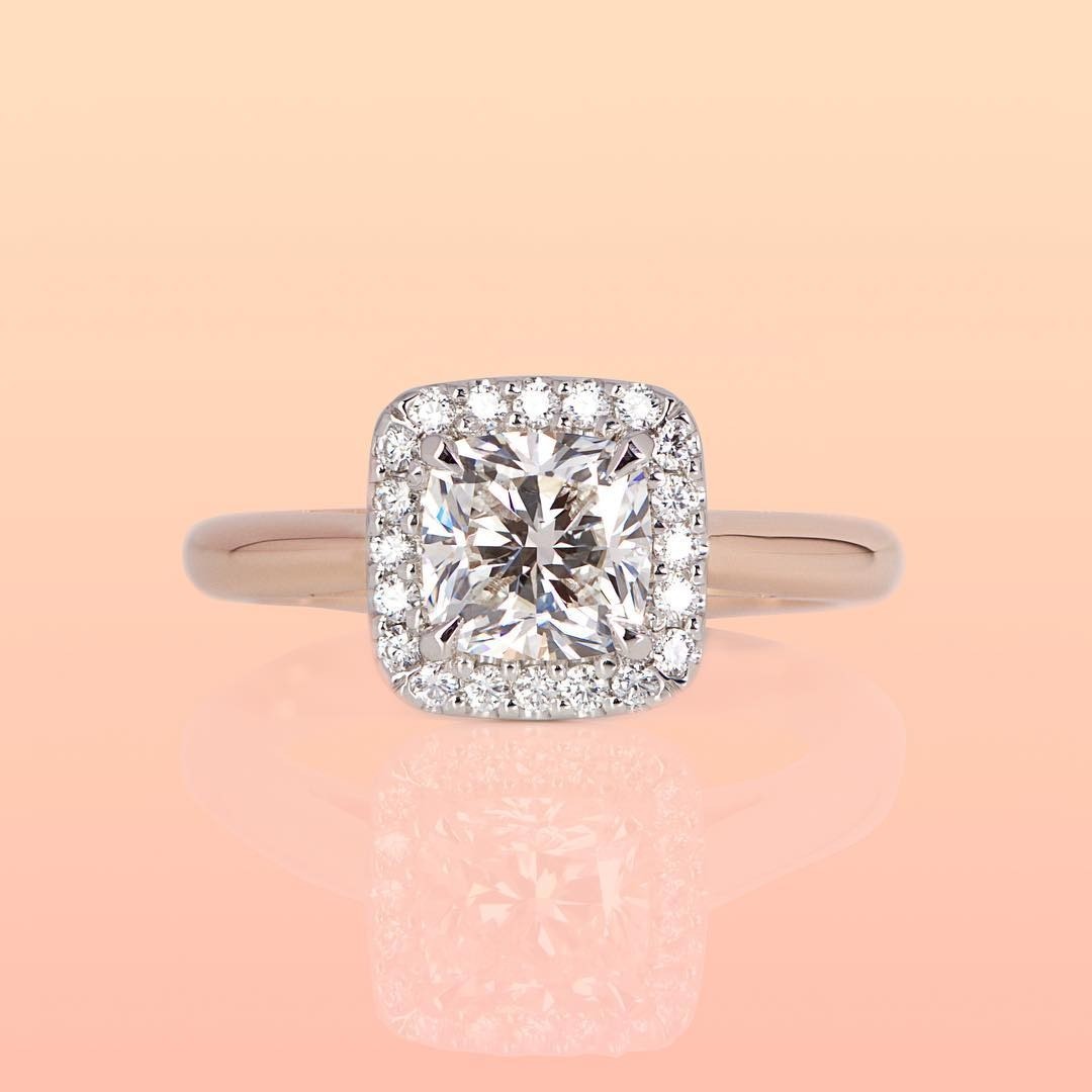 1.2ct stunning( modified brilliant) cushion cut diamond surrounded by a halo of perfectly matched ideal cut di - PG-BI-397 - image 1