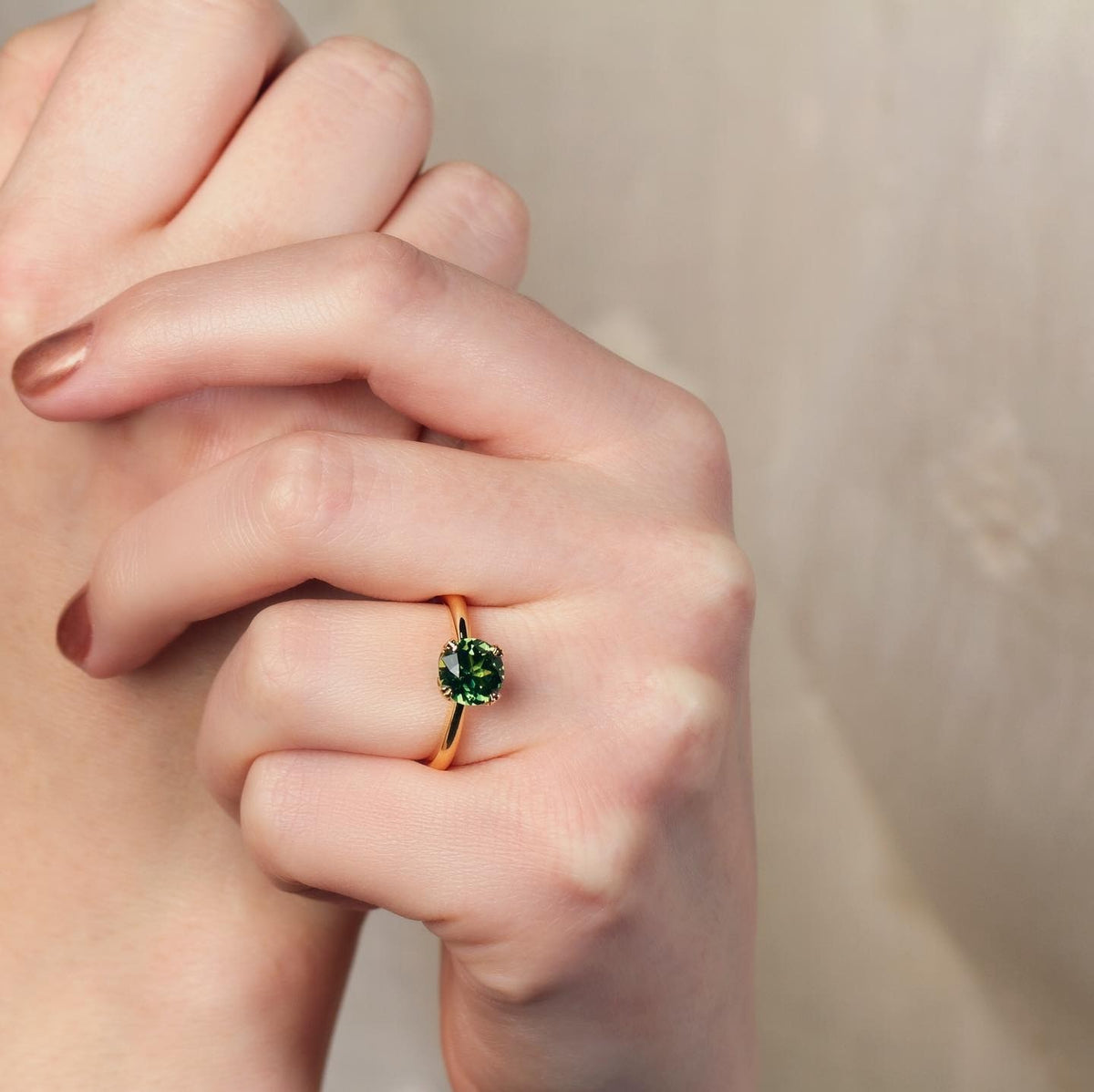 Australian ( central Queensland) green sapphire Engagement Ring - PG-BI-406 - image 1