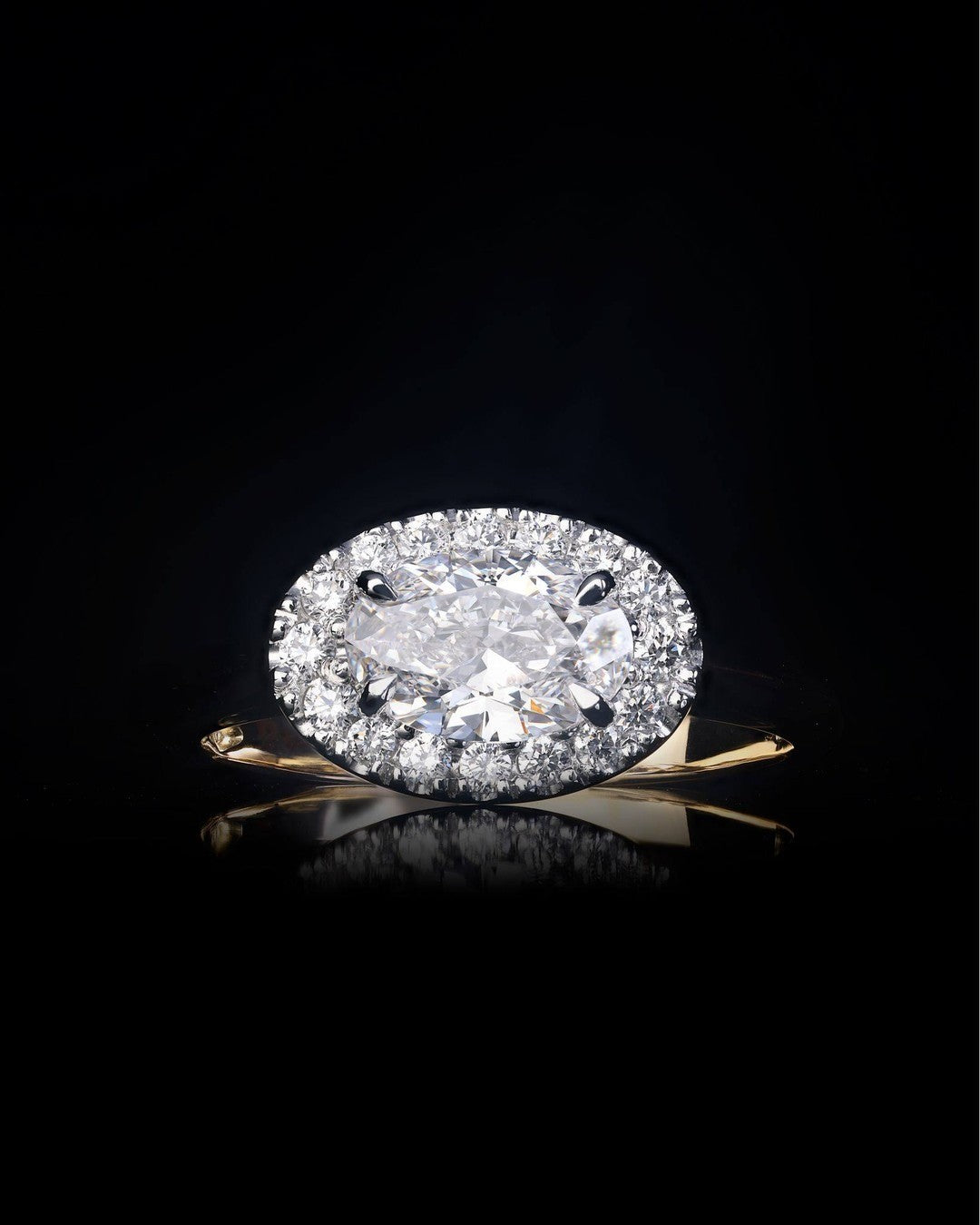 1ct colourless oval diamond cluster engagement ring - PG-BI-418 - image 1