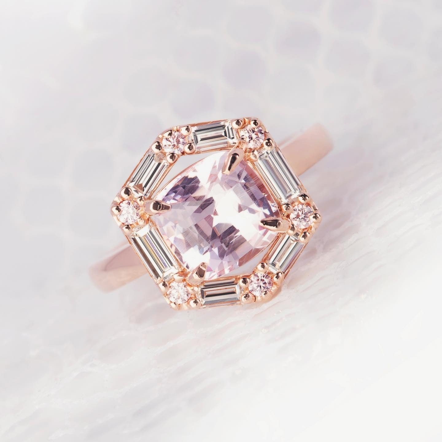 argyle diamonds and baguette diamond Engagement Ring - PG-BI-462 - image 1