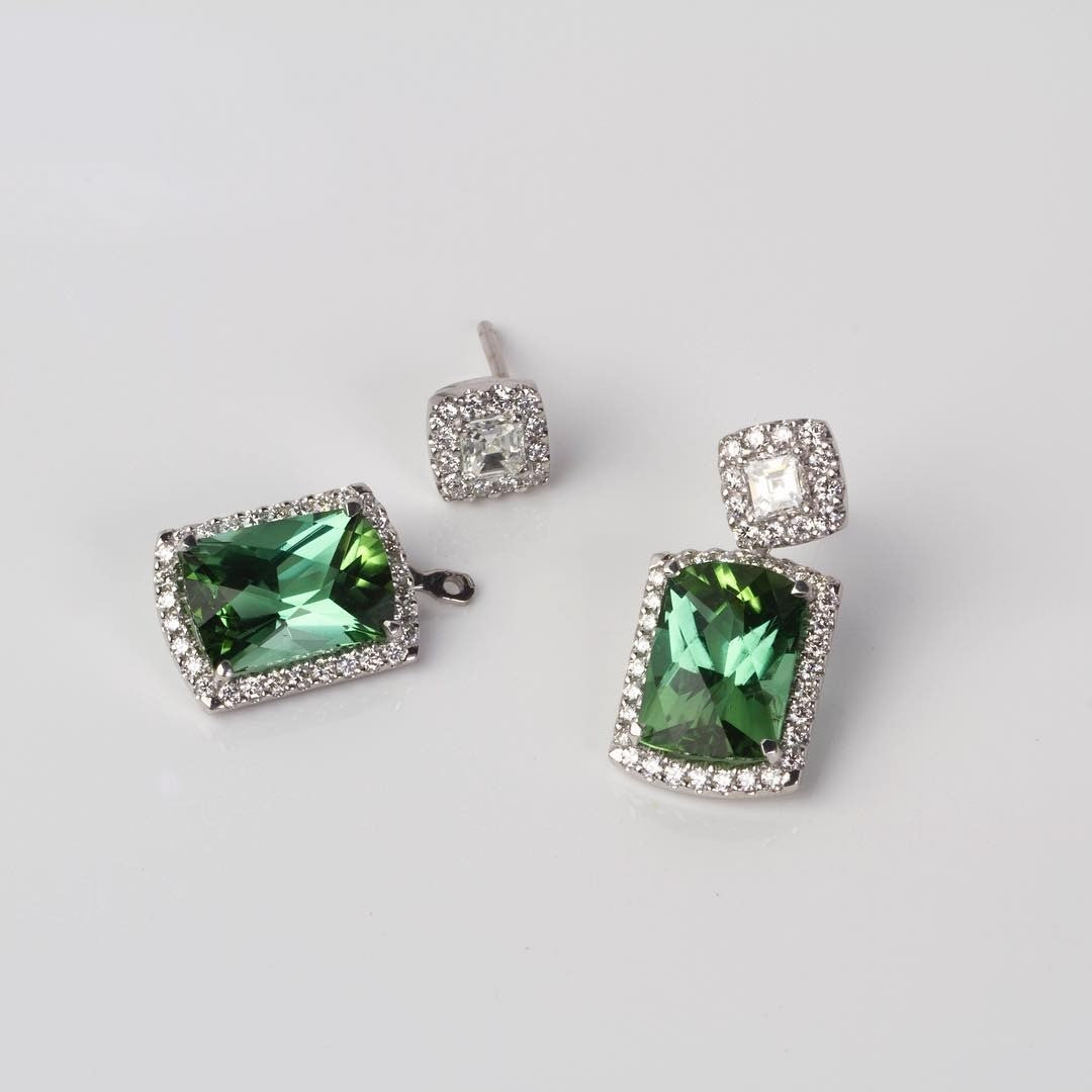 Diamond & Tourmaline Earrings - PG-BI-469 - image 1