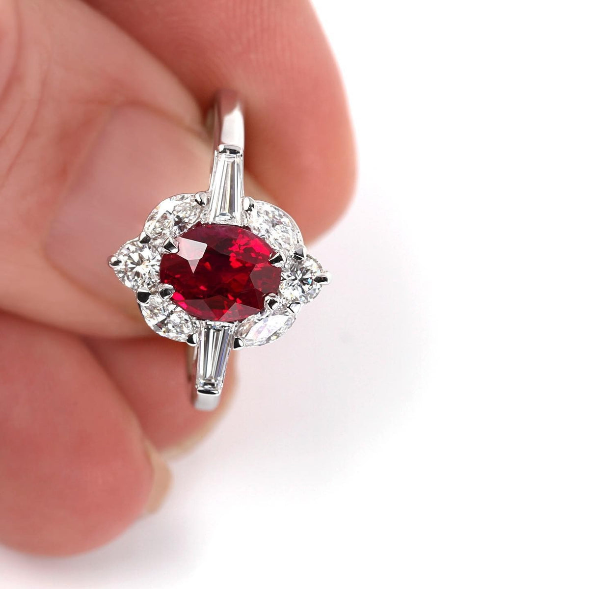 Ruby platinum Engagement Ring - PG-BI-477 - image 1