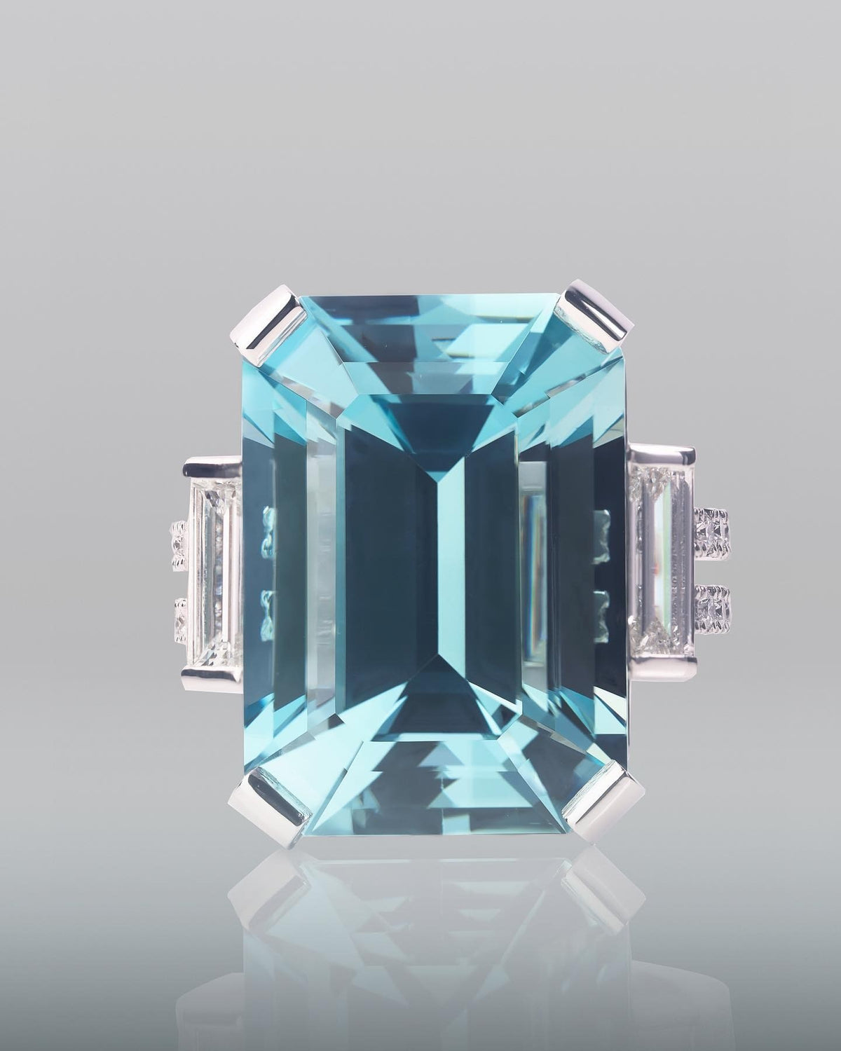 16ct emerald cut Aquamarine gemstone Ring - PG-BI-514 - image 1