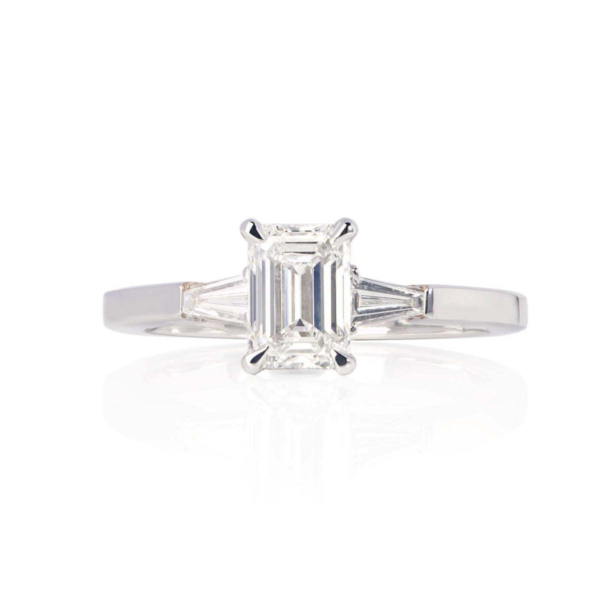 Diamond & Emerald platinum Engagement Ring - PG-BI-525 - image 1