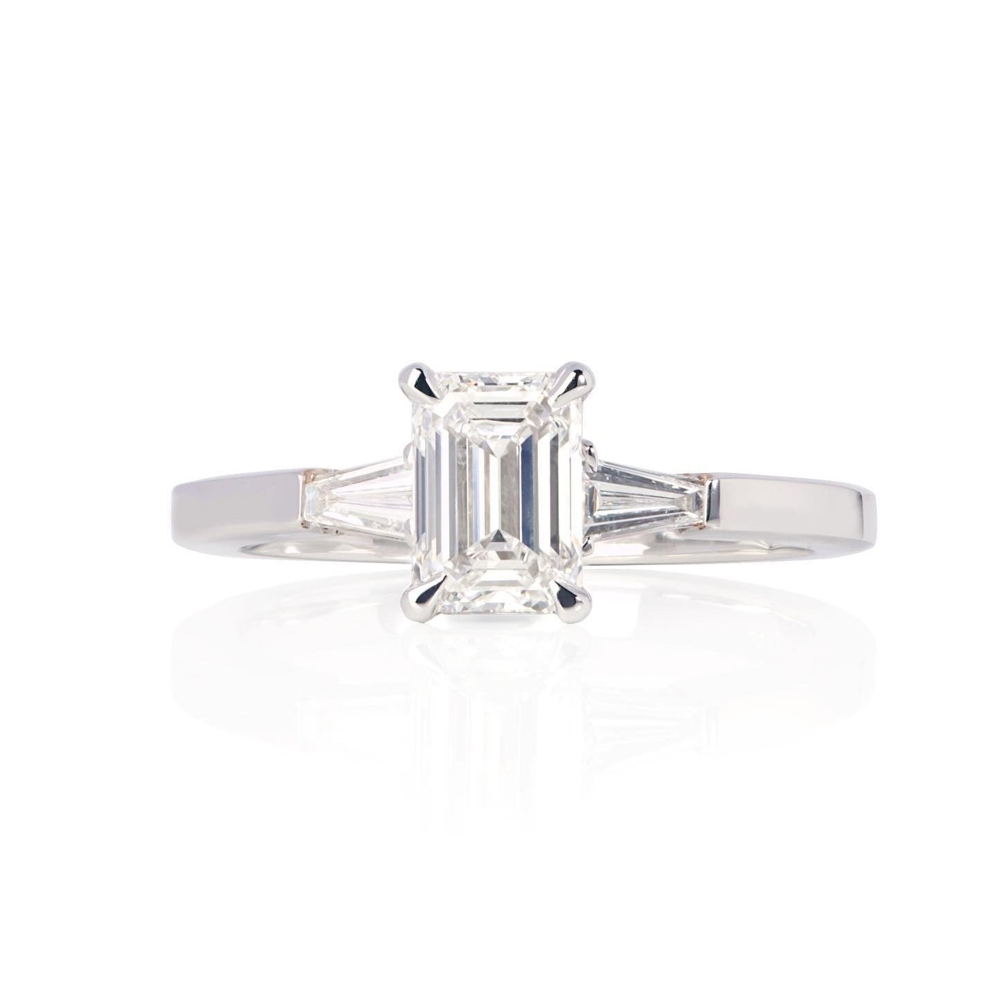 Diamond & Emerald platinum Engagement Ring - PG-BI-525 - image 1