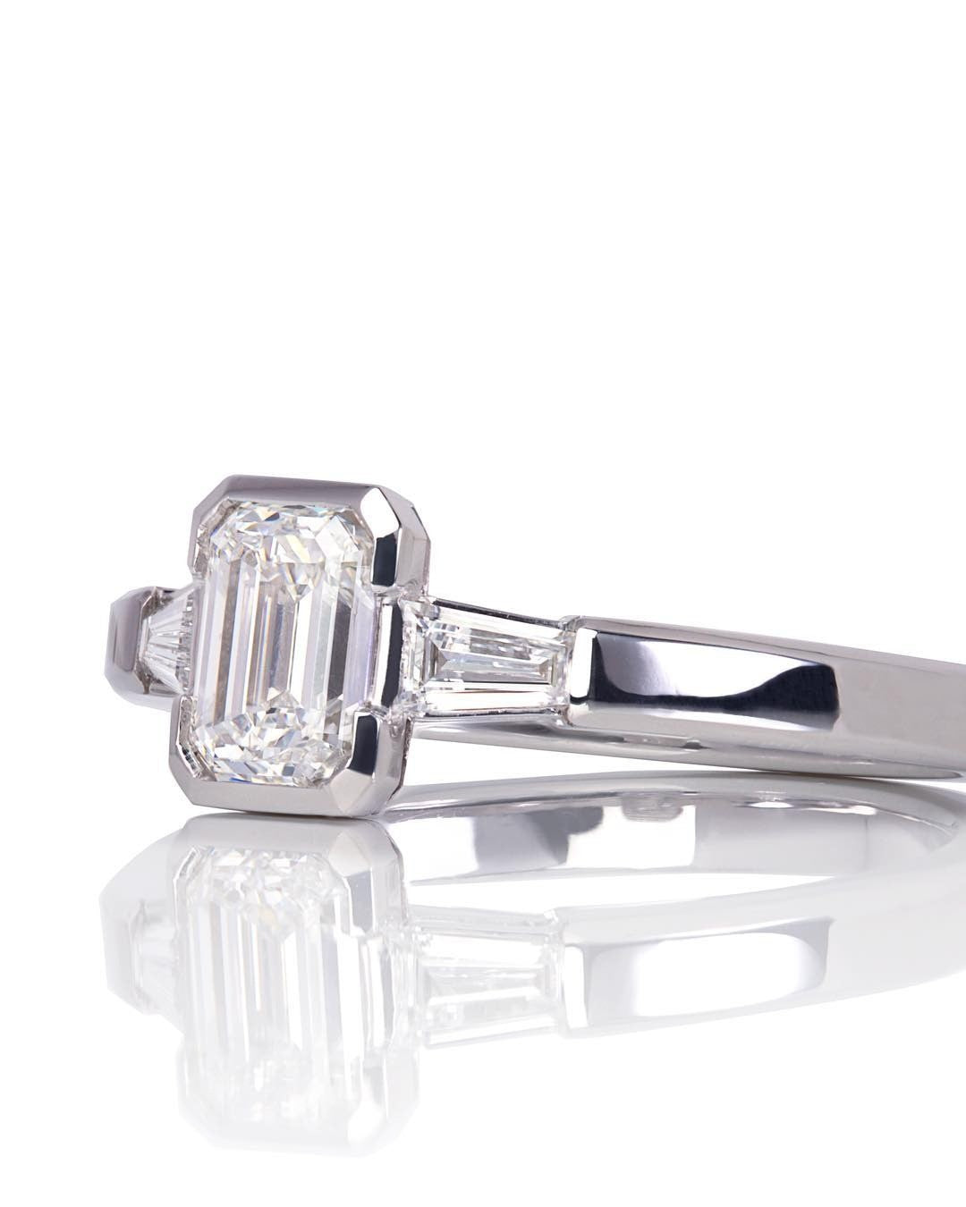 Diamond & Emerald Engagement Ring - PG-BI-546 - image 1