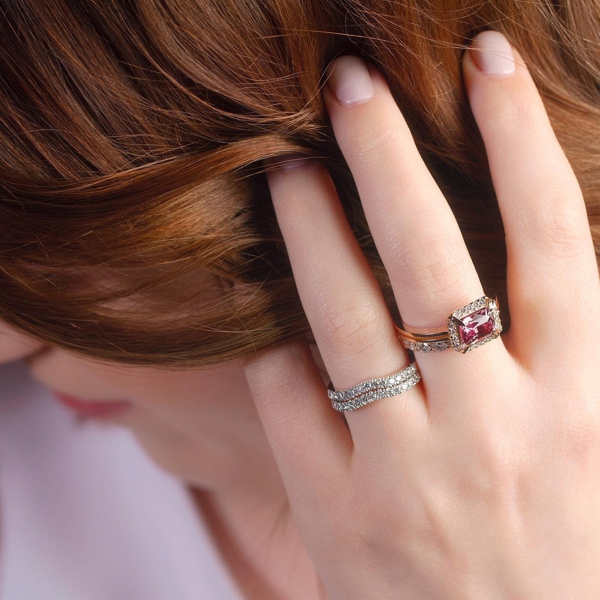 Diamond & Sapphire Wedding Band - PG-BI-557 - image 1