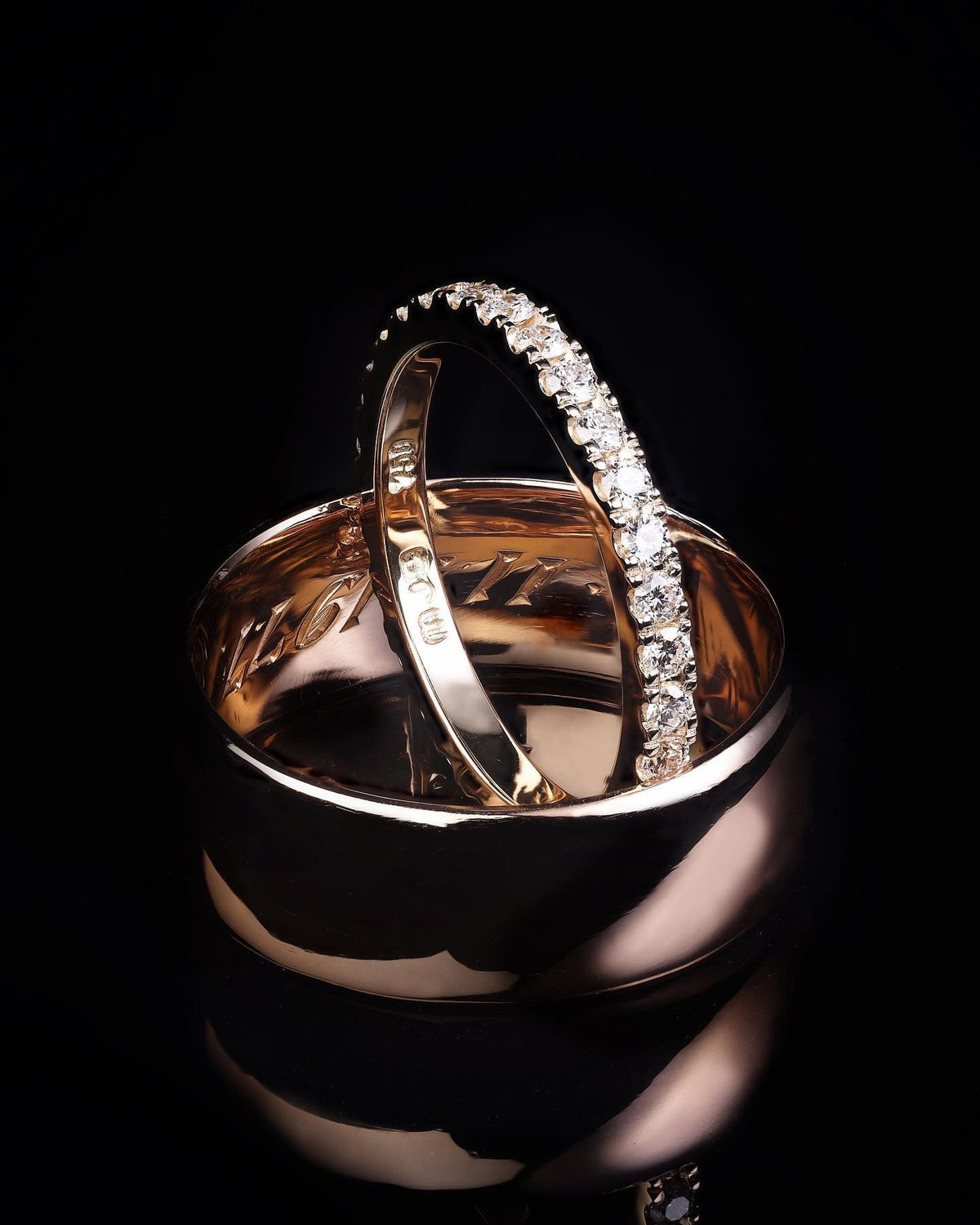 18ct yellow gold all the way round set diamond band handcrafted by Matthew; his a restored family heirloom Hei - PG-BI-601 - image 1