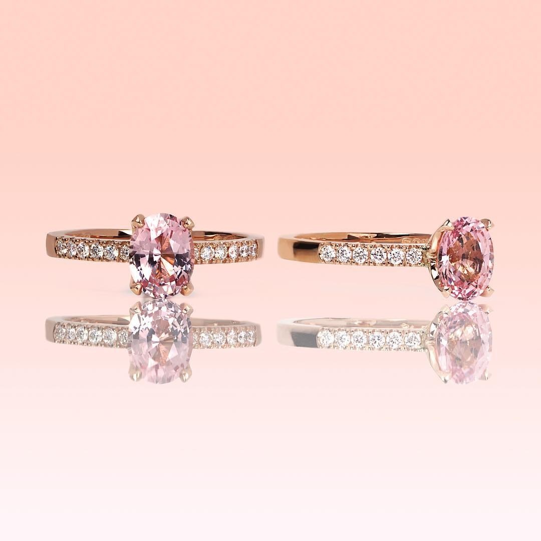 1.46ct peachy/ pink sapphire and diamond engagement ring - PG-BI-605 - image 1
