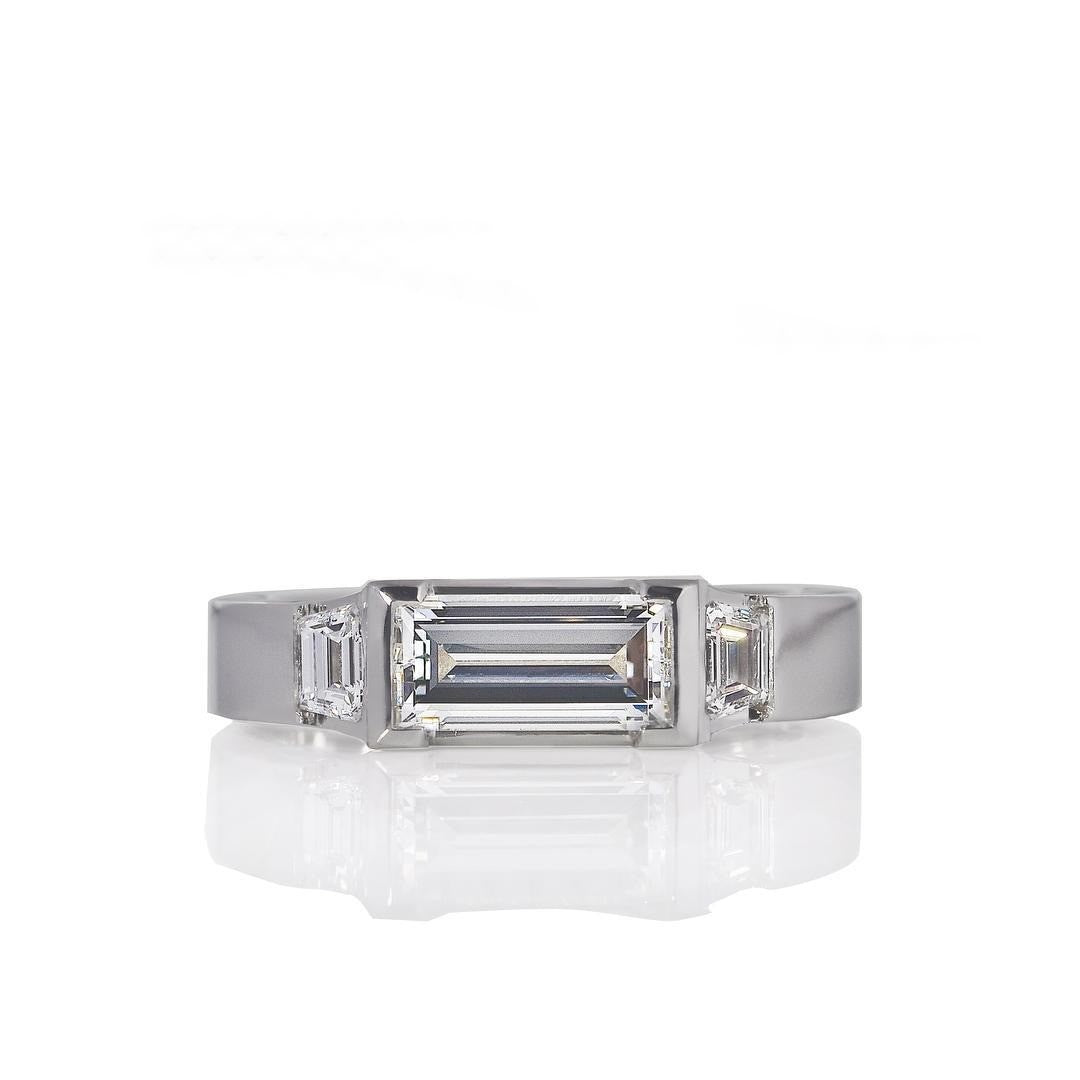1ct baguette diamond set in my east / west design handcrafted in platinum left the studio last week for its ne - PG-BI-626 - image 1