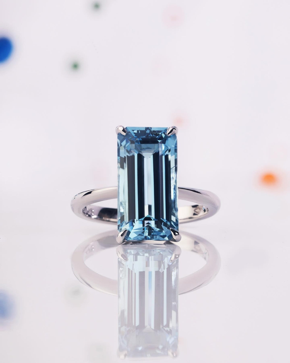 5ct emerald cut Mozambique Aquamarine ring - PG-BI-644 - image 1