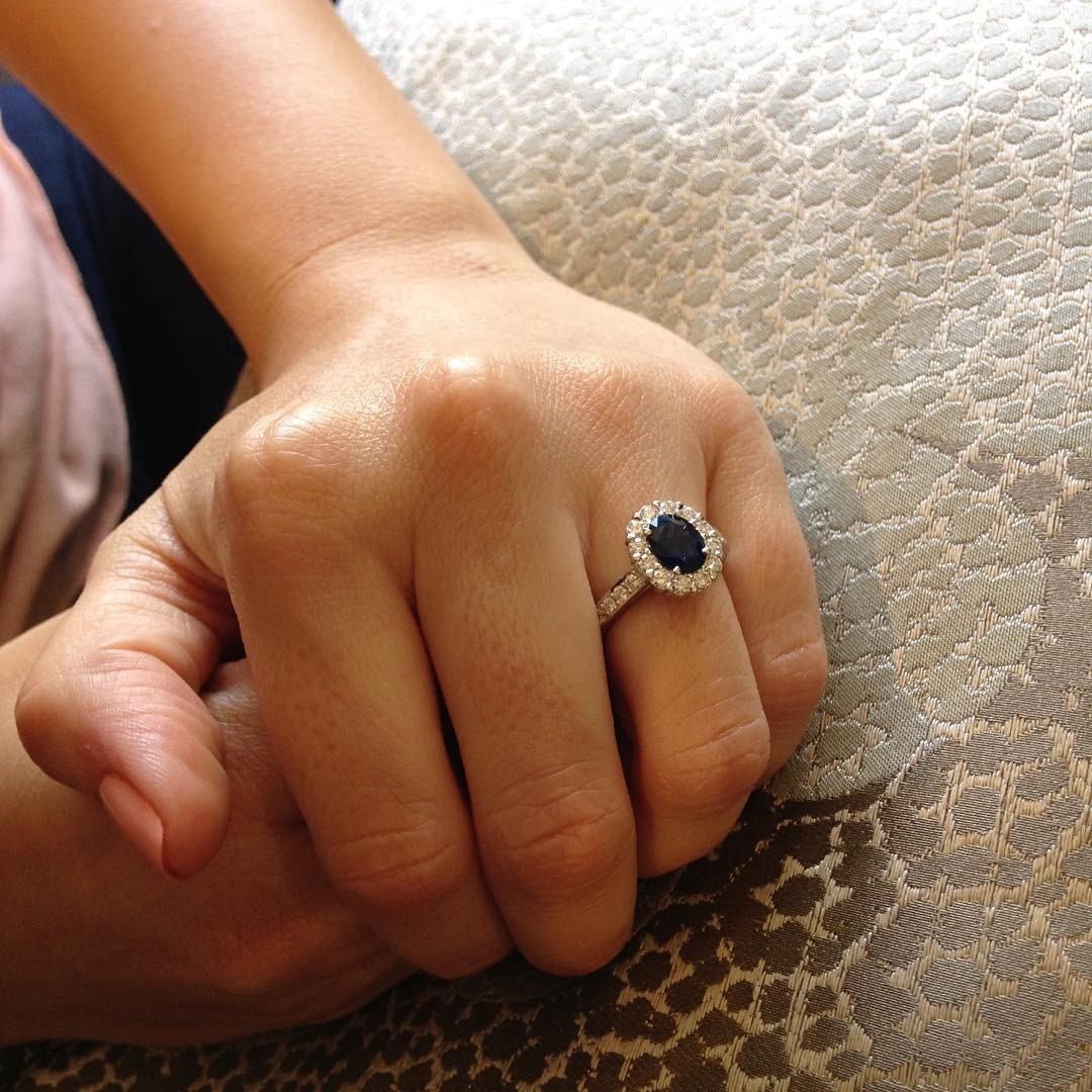 Australian fine blue sapphire and diamond Ring - PG-BI-660 - image 1